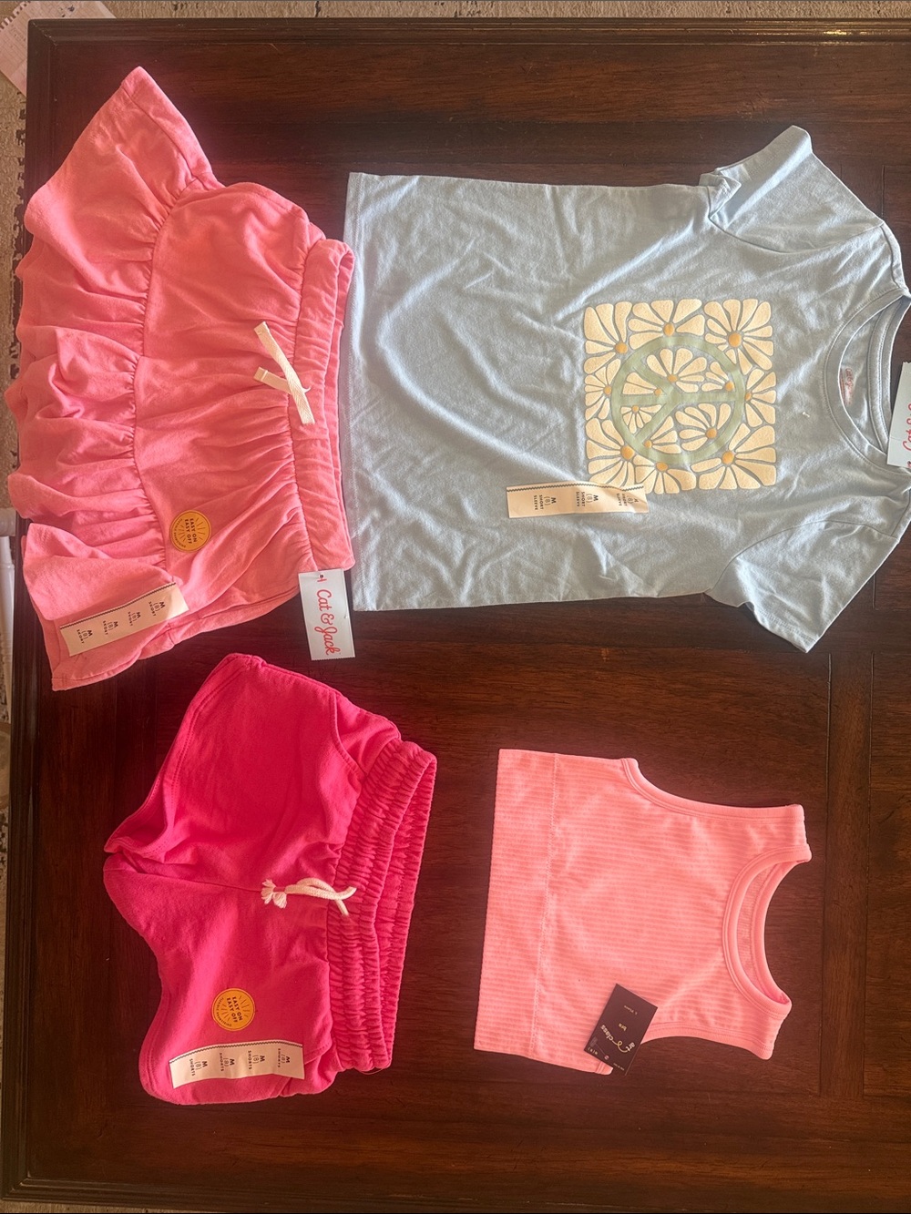 Girls Mixed Pink & Light Blue Summer Set, Size 8